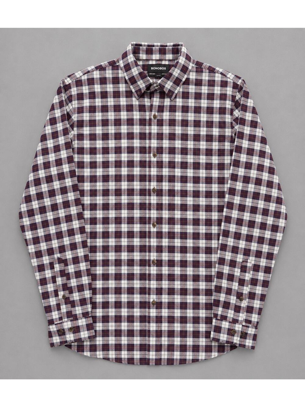 BONOBOS Slim Fit Flannel Button Down Long Sleeve Red/Blue Plaid Men’s Size XL